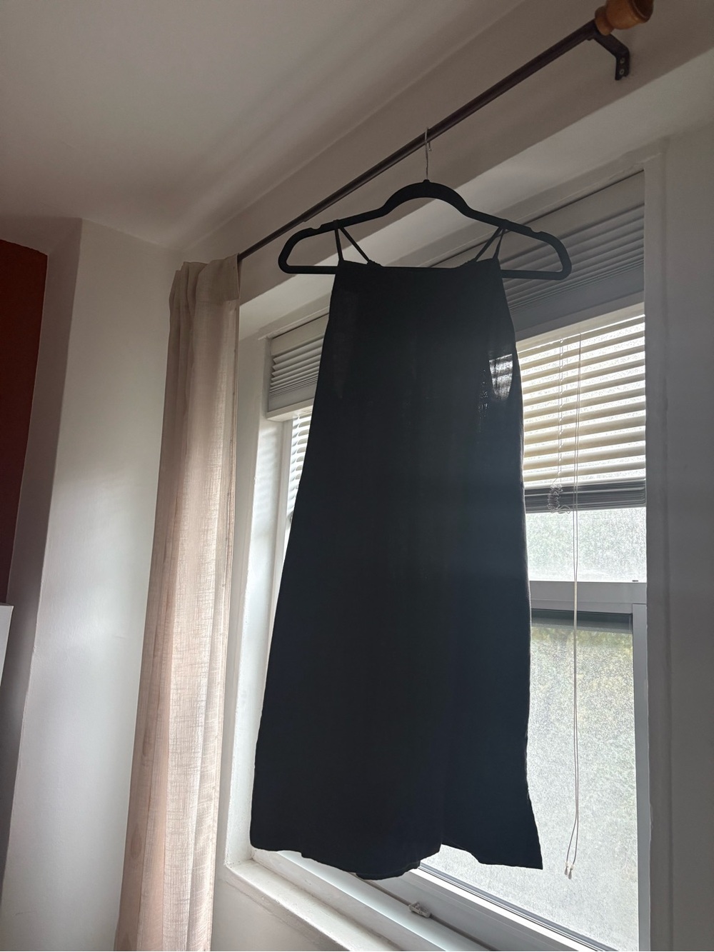 Everlane Black Midi Slip Dress with Thin Straps